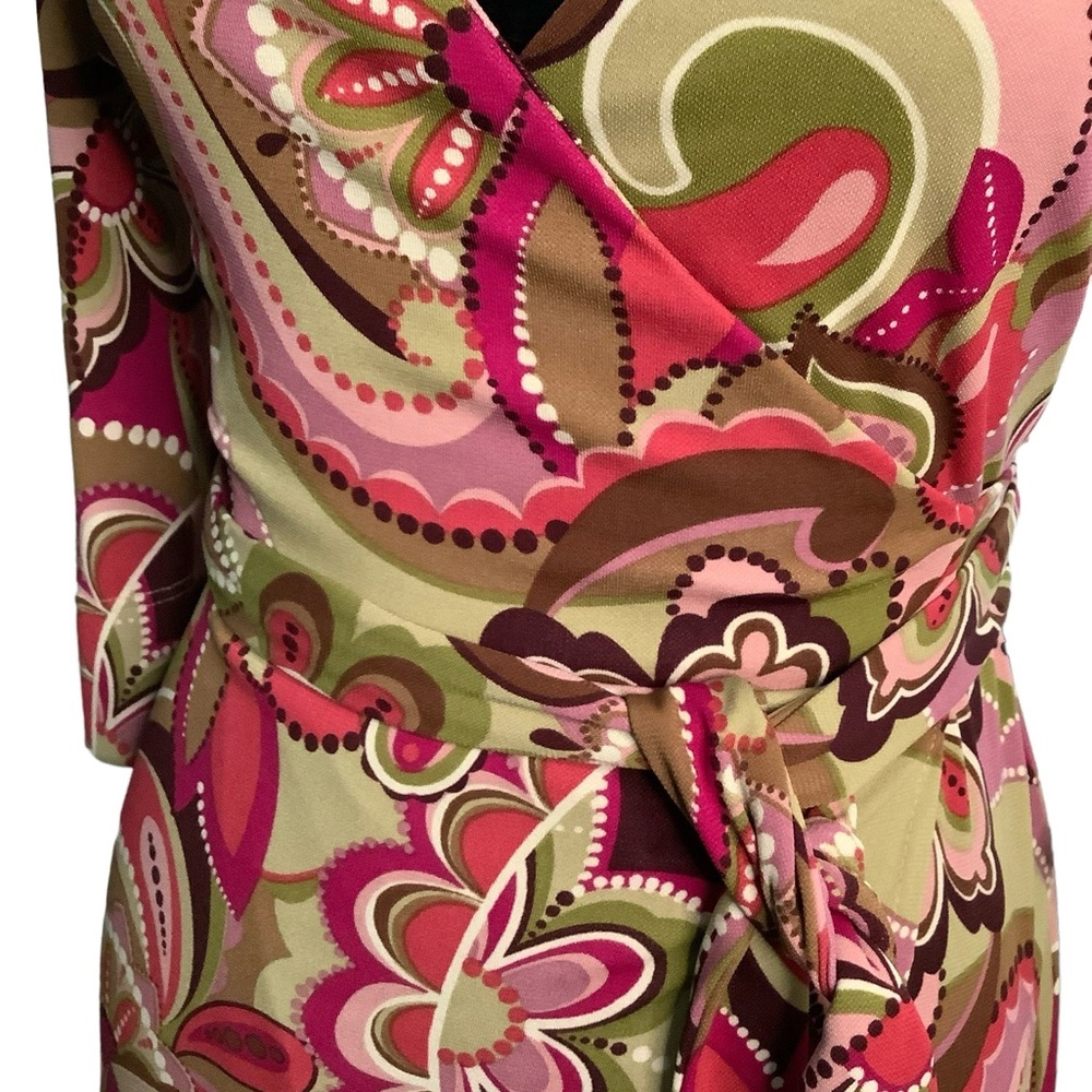 RUBY SIZE 2 RETRO‎ VINTAGE WRAP AROUND MIDI Long Sleeve DRESS. Y2K,hippie - Picture 11 of 16